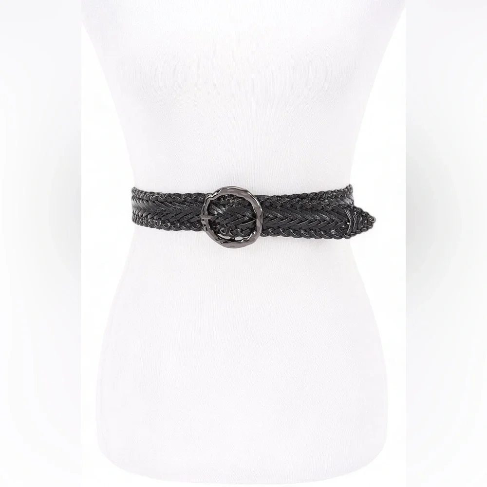 Metallic Gold Leather Braided Statement Belt